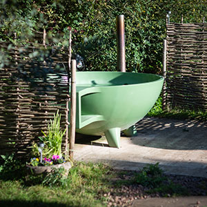 wood-fired hot tub at Beili Glas, Monmouthshire, Wales 