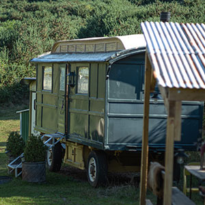 stay in off-grid luxury in a Showman's Waggon in secluded splendour at Beili Glas, Monmouthshire, Wales 