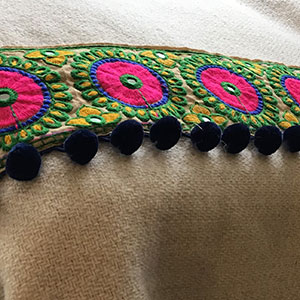 Beili Glas embellished woven Welsh Blanket - Designed by Nicola Daley and handmade in Wales